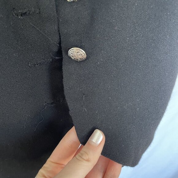 The Limited Vintage Black Suspender Dress Silver Button Accents Size 6 Wool Rayo - Picture 4 of 9